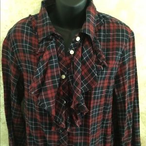 Plaid shirt with ruffles