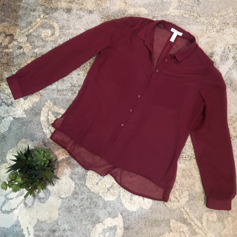 🛍 Maroon sheer blouse