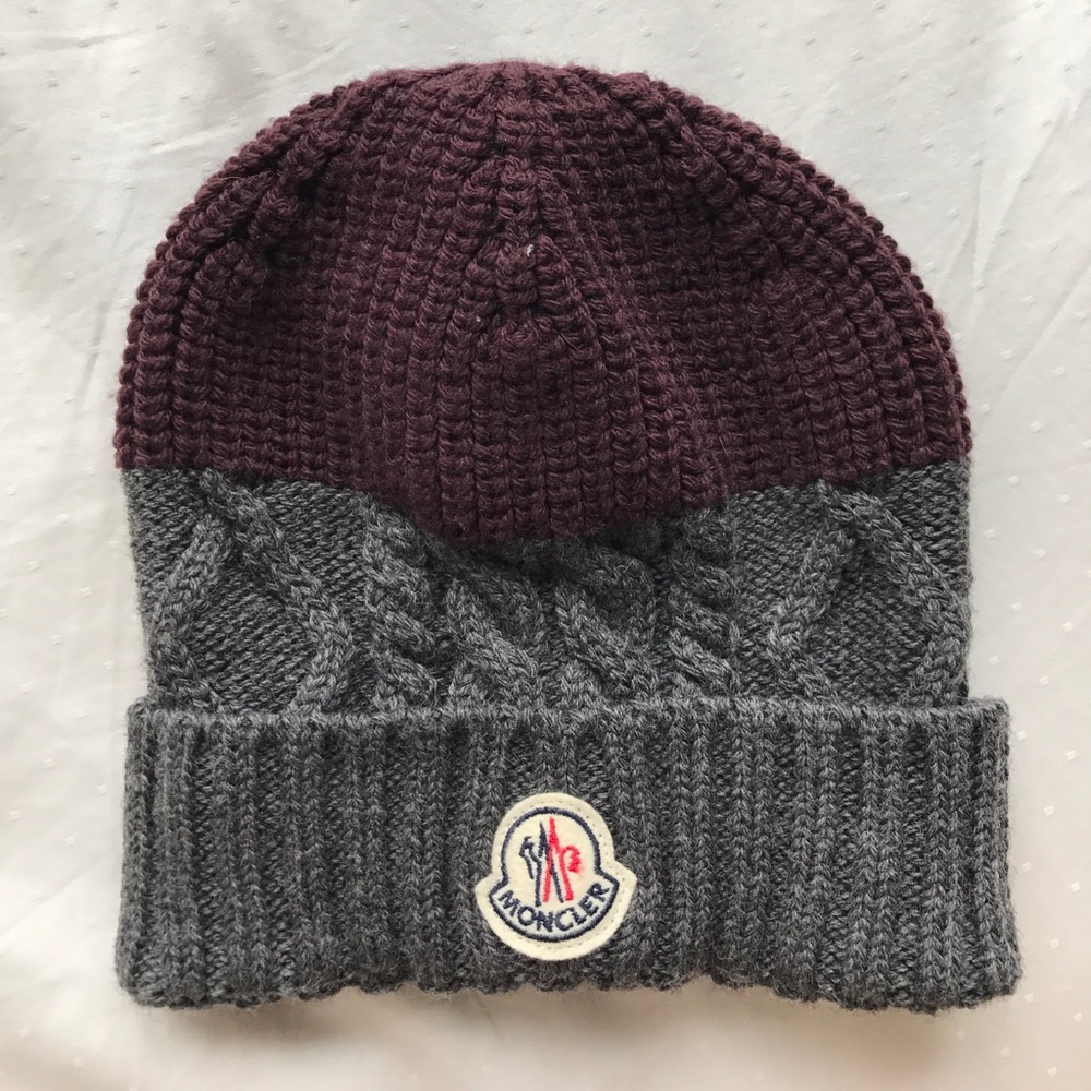 Maroon/Grey Moncler Wool Beanie