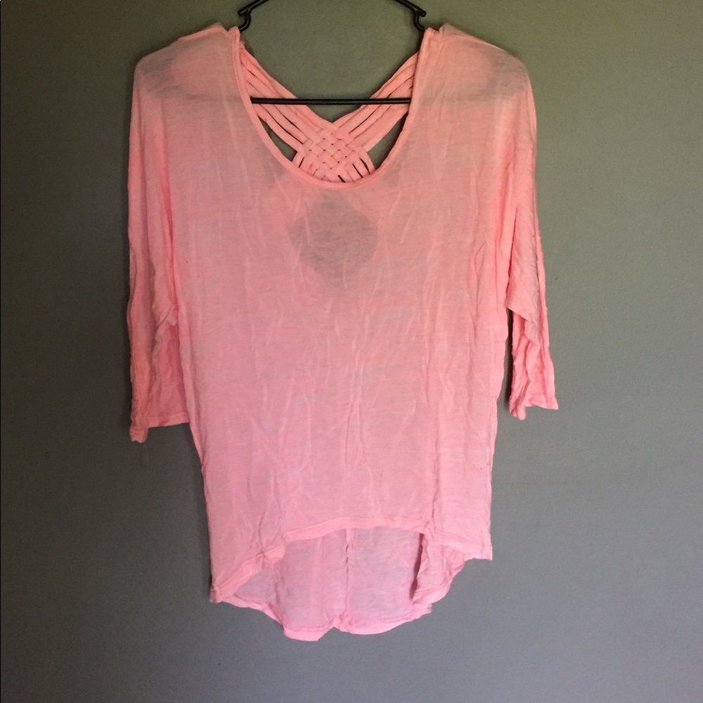 Pink loose quarter sleeve top