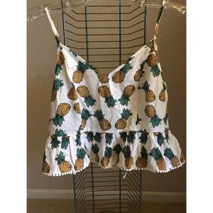 Pineapple crop top zip up