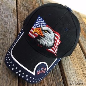 Adult USA Patriotic Flag Eagle Adjustable Cap