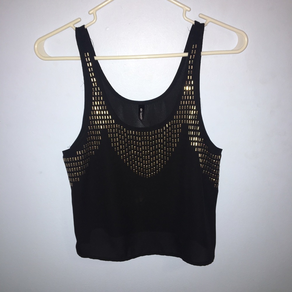 Gold and Black Sheer Crop Top