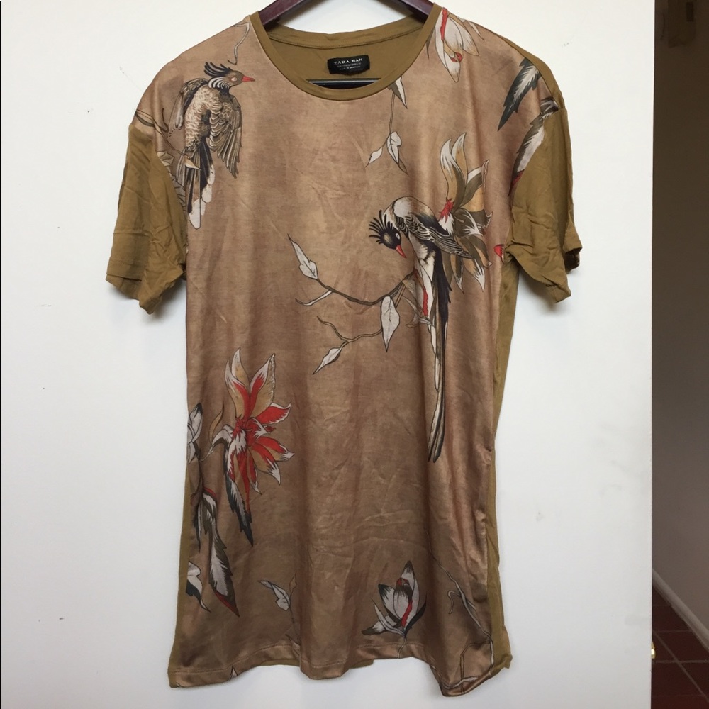 New Zara Men's Bird Print T-Shirt