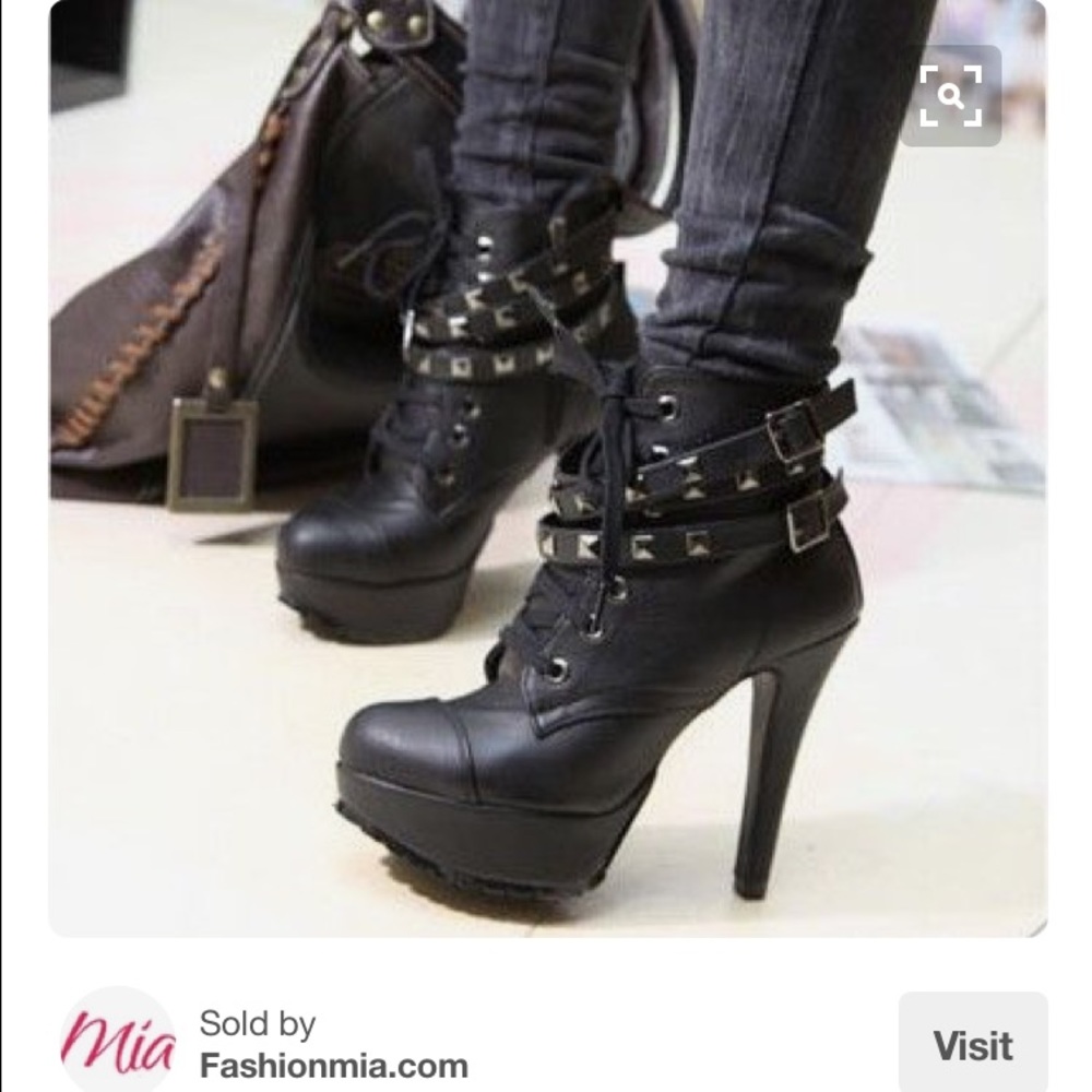 Fashion Mia high heel combat booties. Size 7.5-8