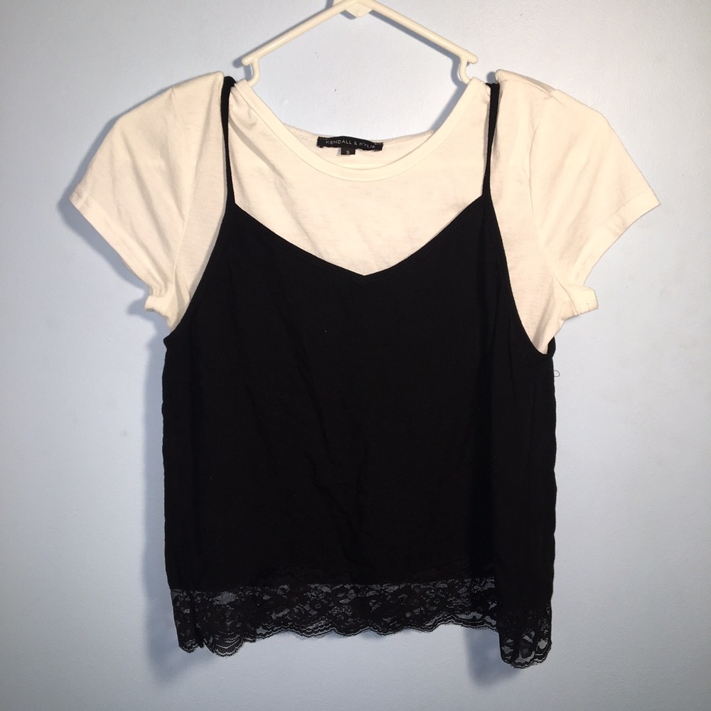 White and Black Connected Crop Top