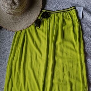 Green Neon Flowy Maxi Skirt