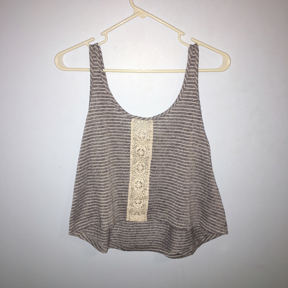 Blue and White Striped Crop Top