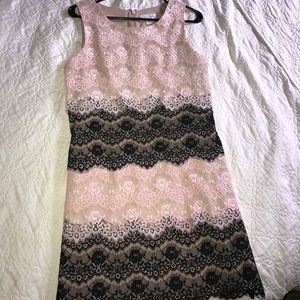 Jessica Simpson pink/black lace cocktail dress