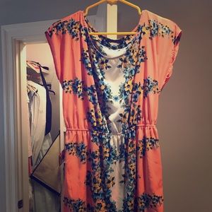 FLORAL PATTERN SATIN DRESS