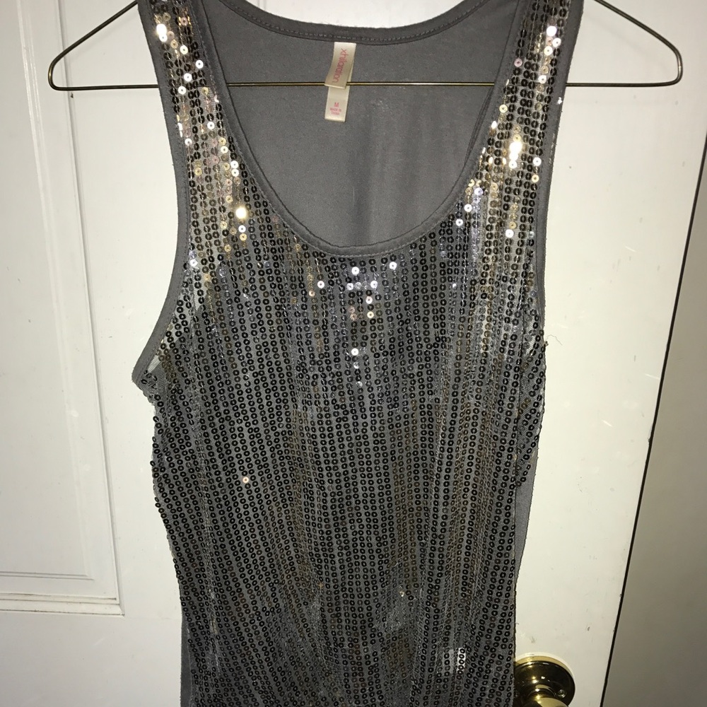 Sparkly gray tank