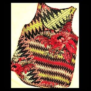 French connection multicolored floral light tank 6