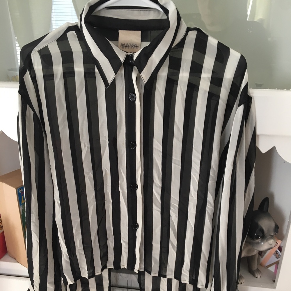 Yaya by Nom De Plume Sheer Stripe Blouse