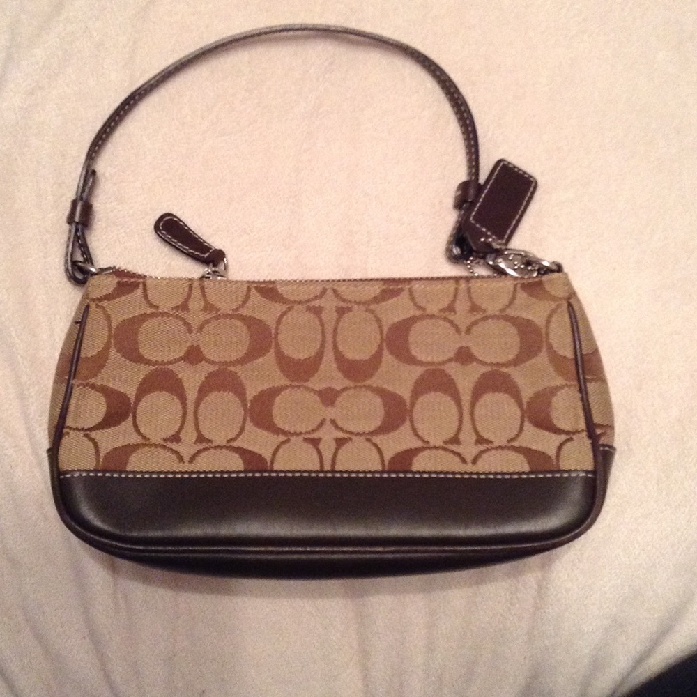 COACH Small Signature Demi Tan & Brown purse