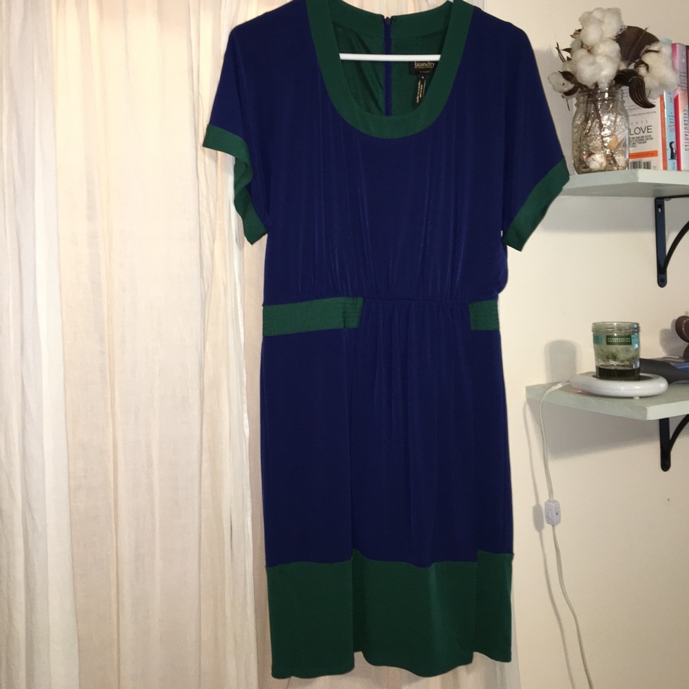 Beautiful Navy and Green Dress, lightly worn
