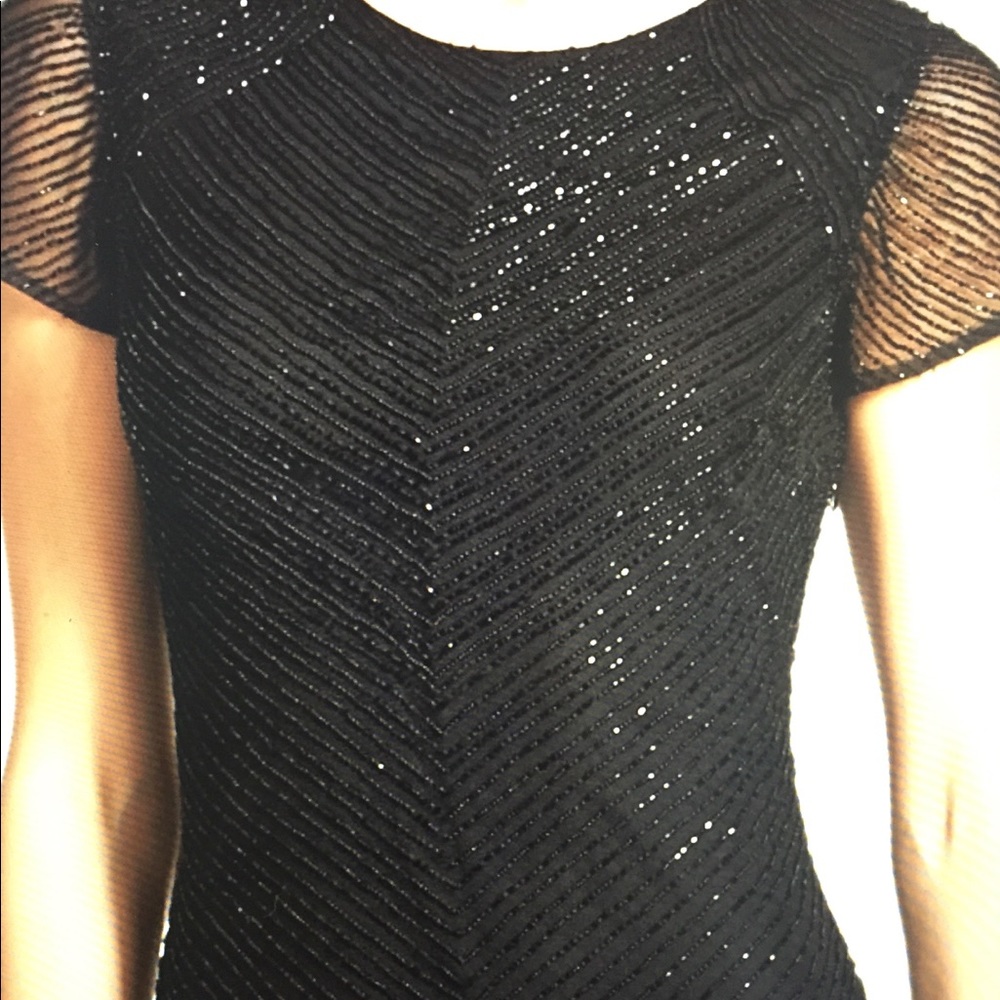 Armani Collezioni black beaded cocktail dress
