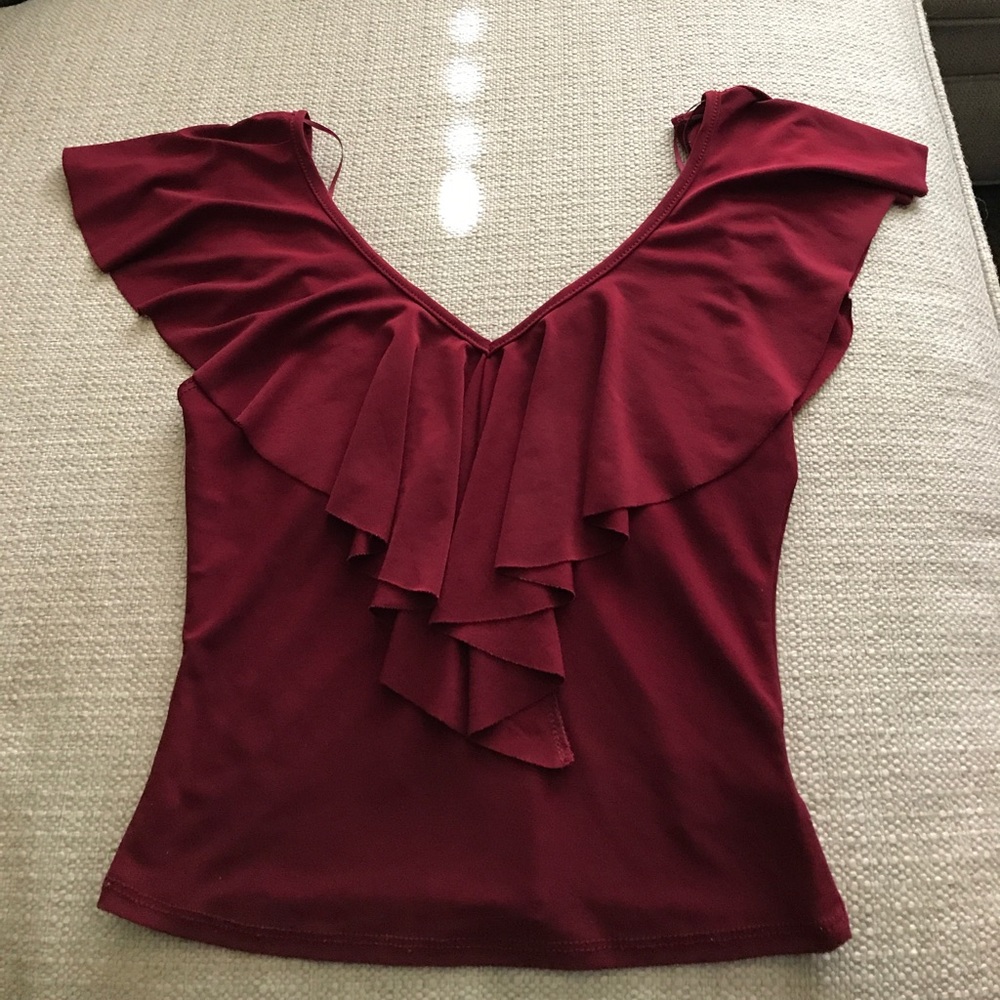 wine colored blouse
