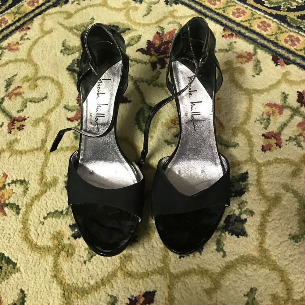 Nicole Miller open toe black heels