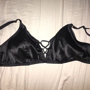 Victoria's Secret Black Satin Lace Up Bralette