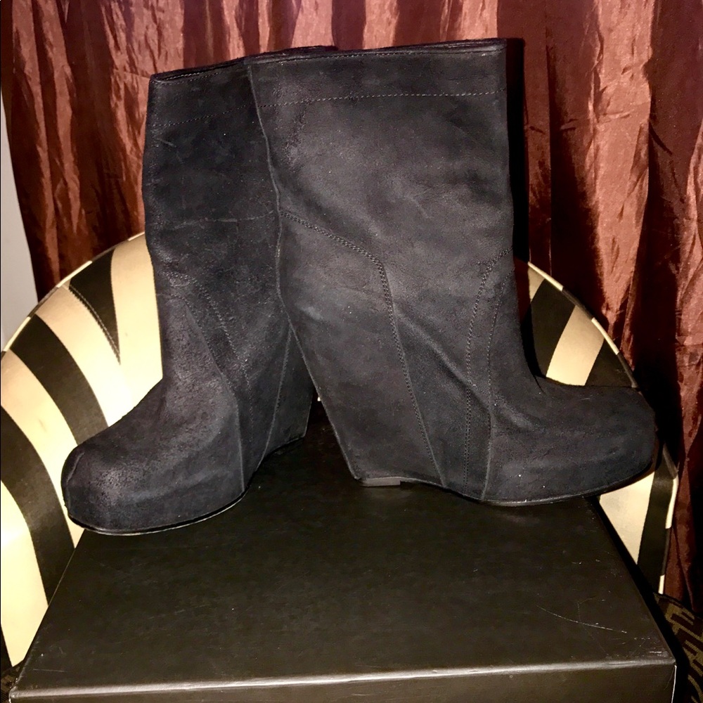 Rick Owens platform suede wedge boots