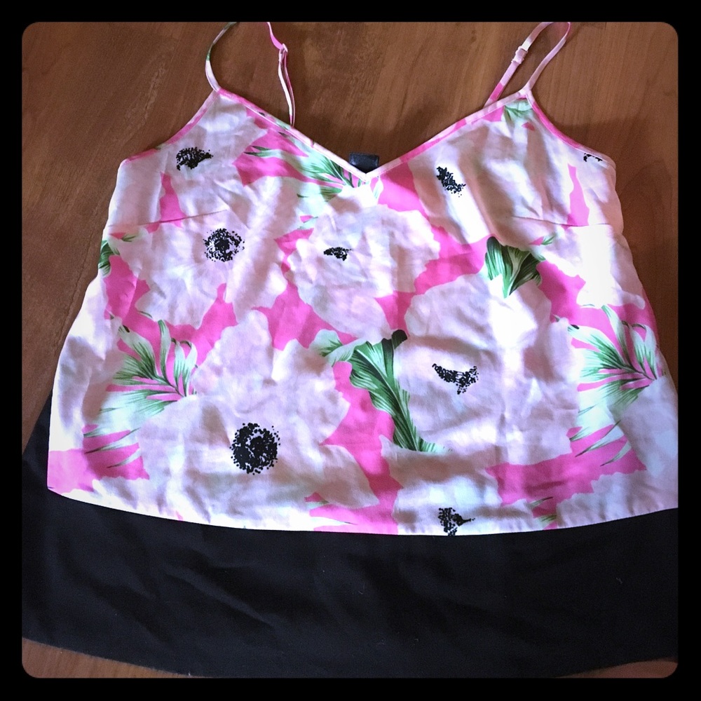 Pink floral spaghetti strap top