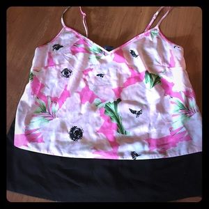 Pink floral spaghetti strap top