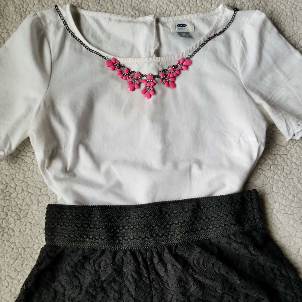 White Embroidery Blouse with Back Details