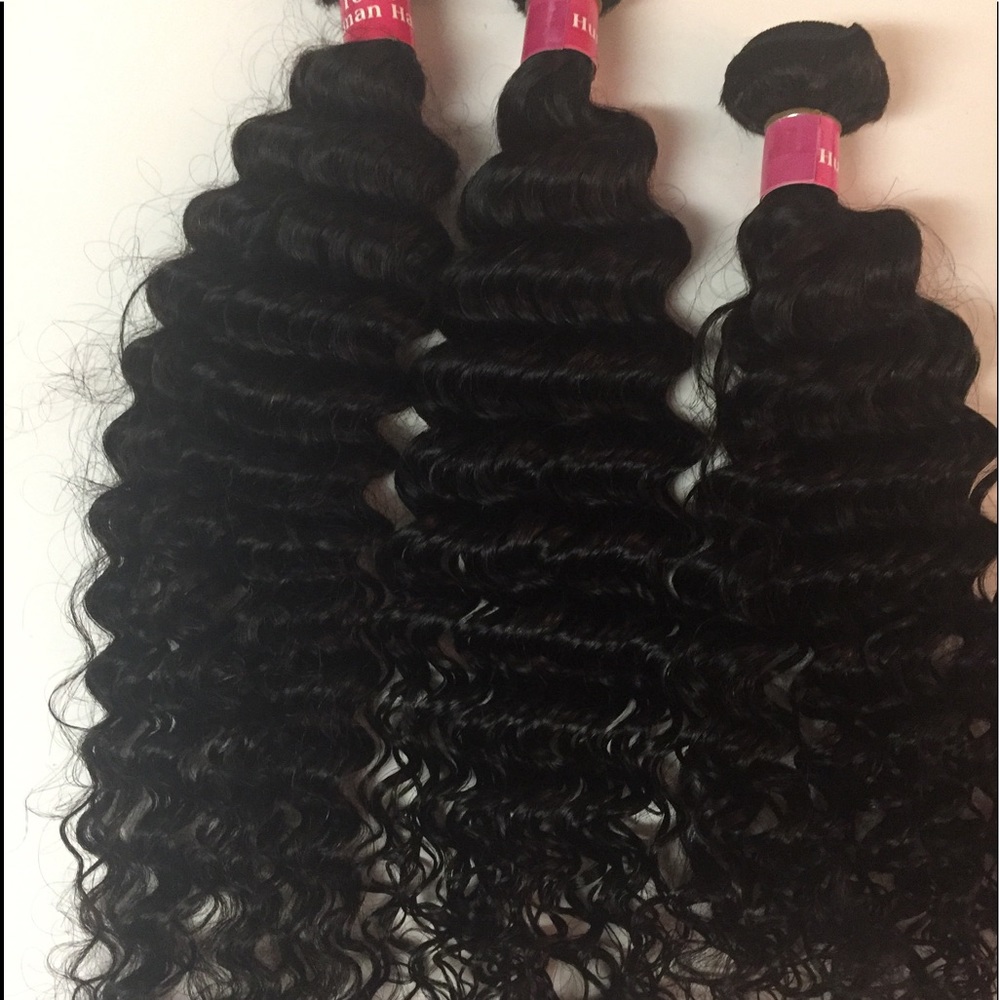 4 bundles + Closure Deep curly natural black