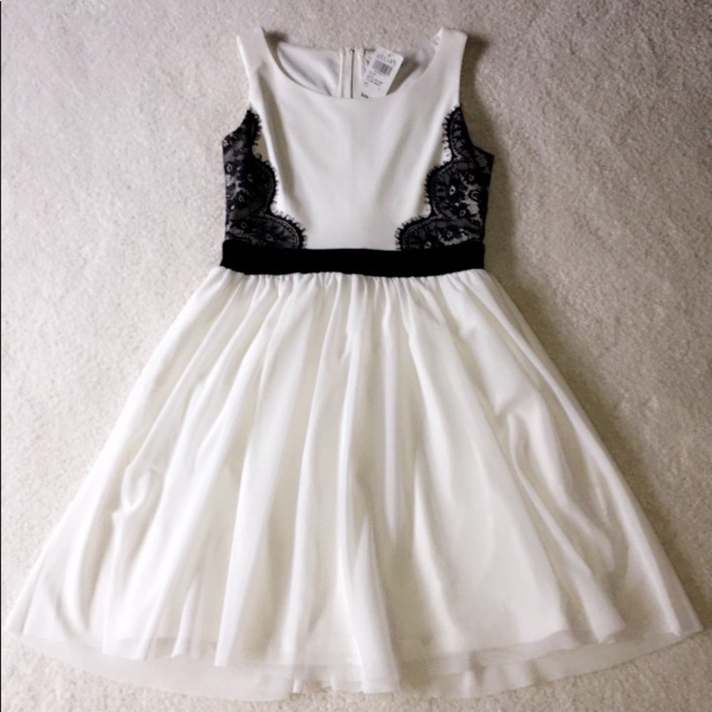Delia's White Dress Black Lace Detail