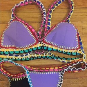 Cupshe Neoprene crochet purple bikini