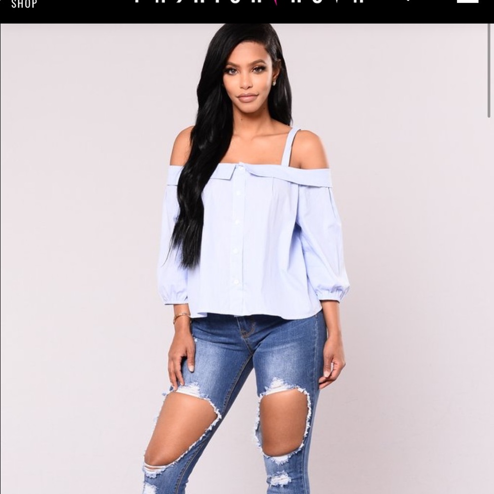 BRAND NEW Fashion nova blue shirt