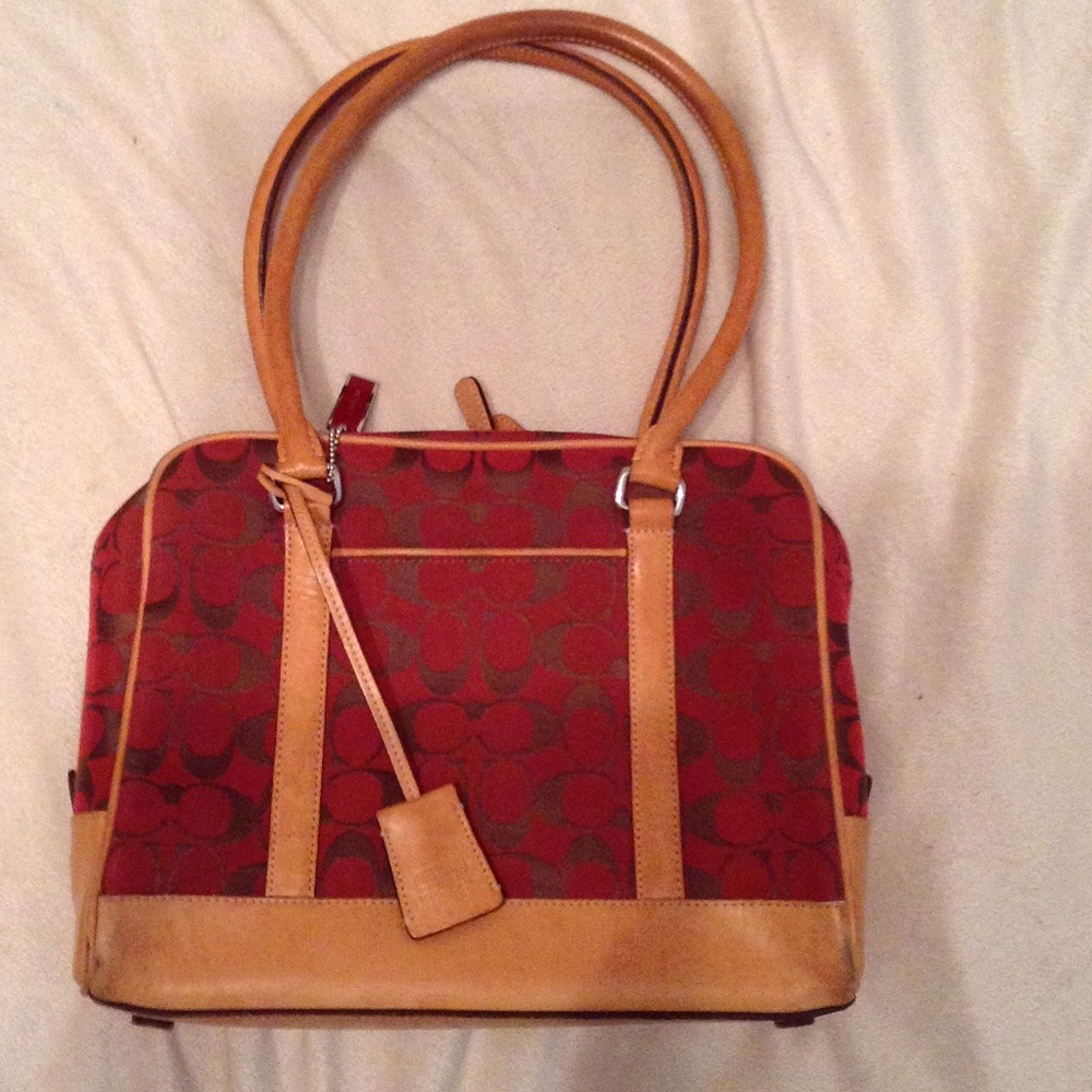 VINTAGE COACH Signature Satchel Red