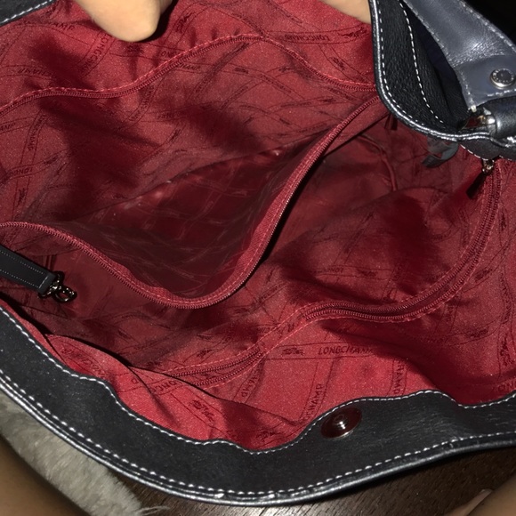 Long champ bucket/ hobo bag. Dark metallic silver - Picture 4 of 5