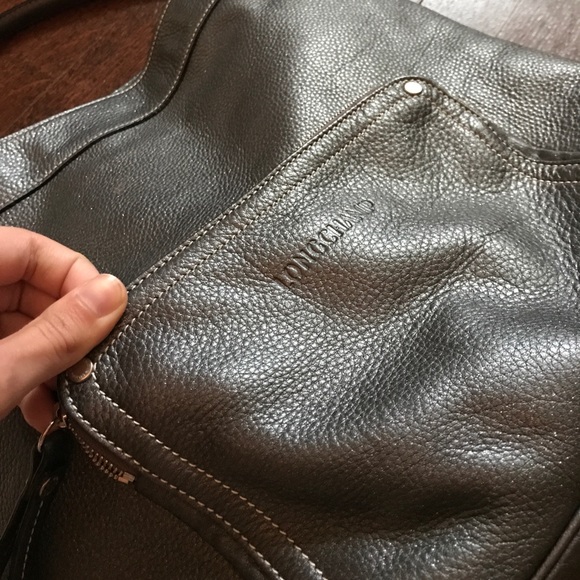 Long champ bucket/ hobo bag. Dark metallic silver - Picture 5 of 5