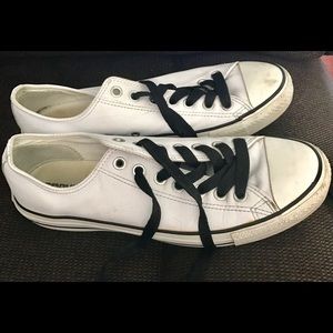 White and black leather converse