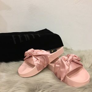 Pink Satin FENTY Puma Slides