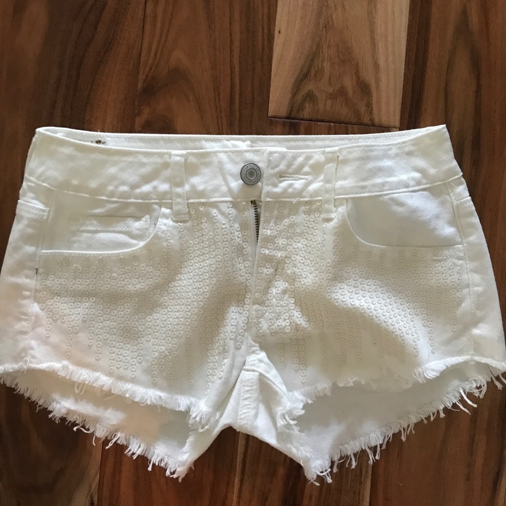 White jean shorts