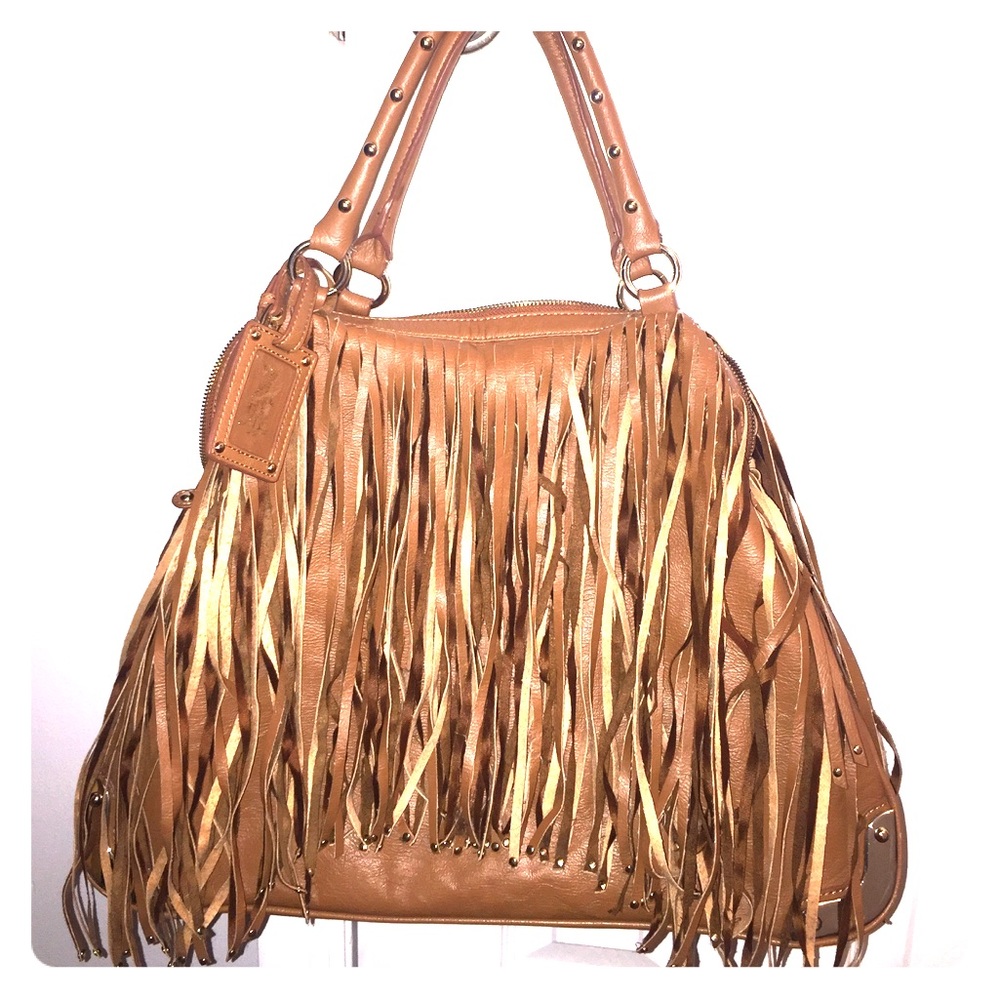 Christian Audigier Fringe Hobo bag (cognac)