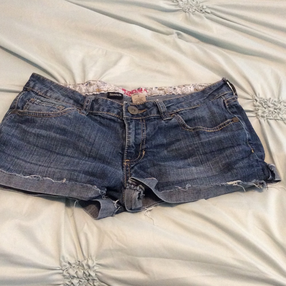 Distressed Arizona shorts.