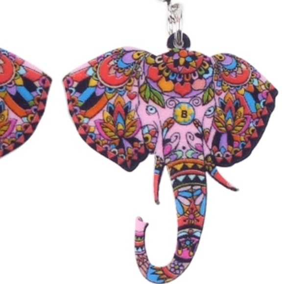 Elephant Acrylic Earrings Red - Picture 2 of 3