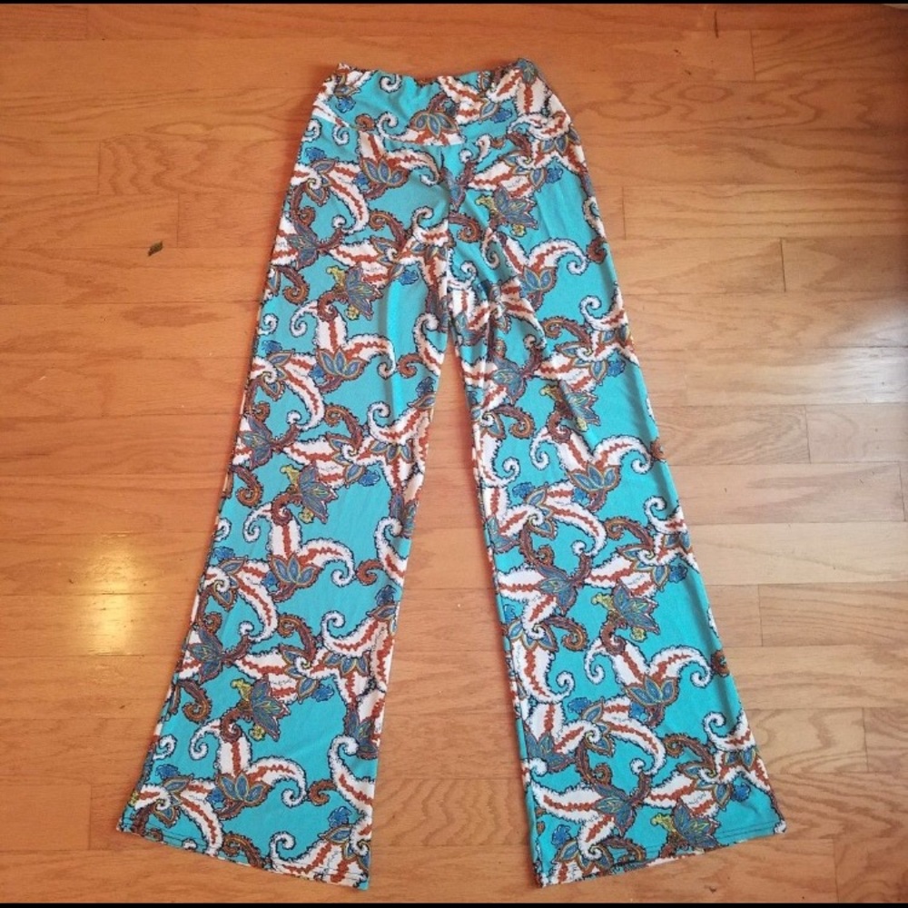 Turquoise Patterned Pants