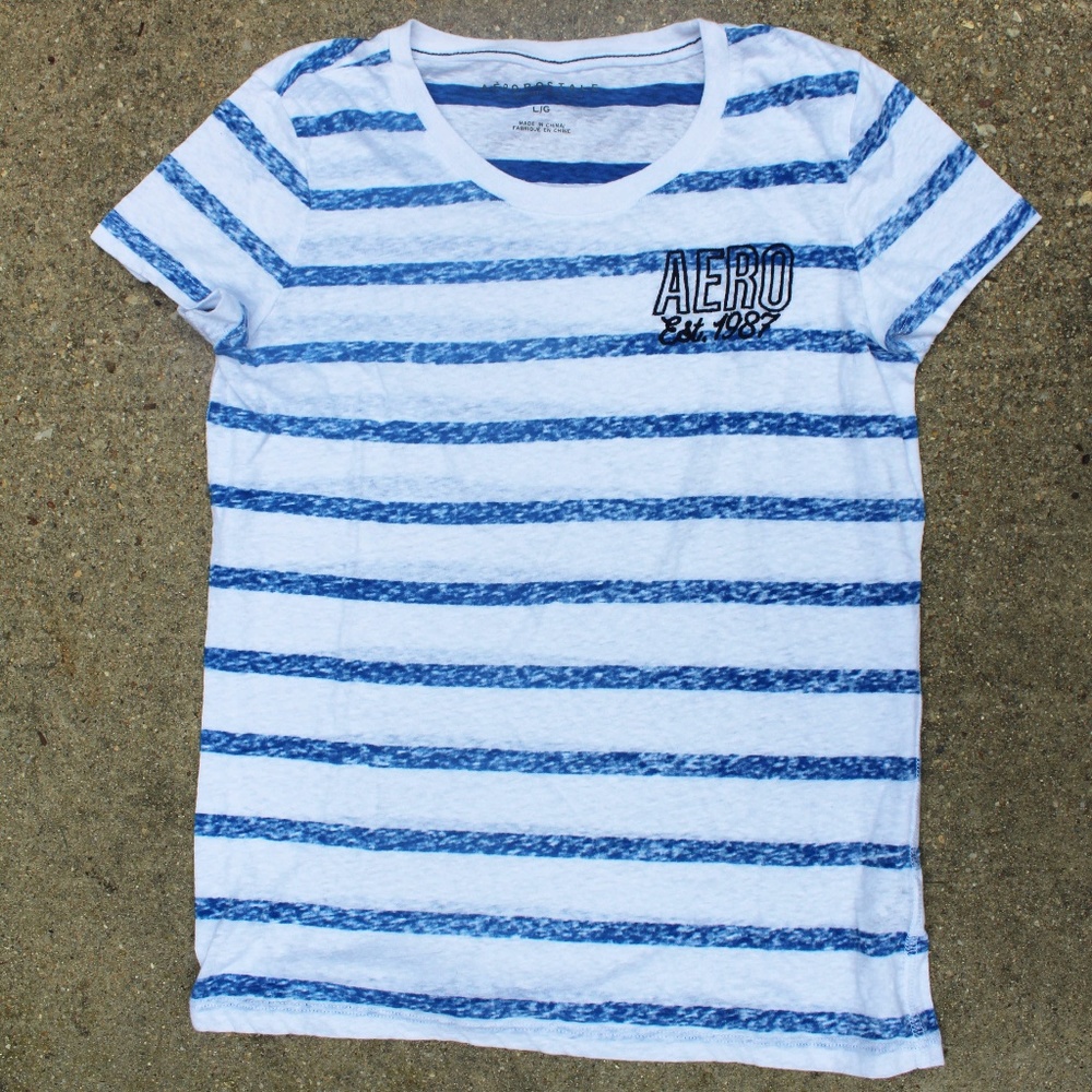 Aero Est. 1987 Blue & White Striped Shirt