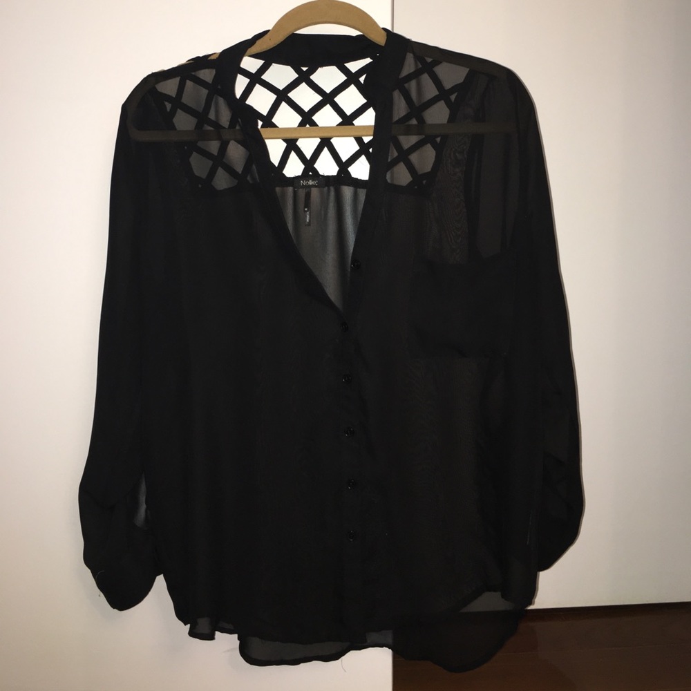 Sheer black long sleeve shirt