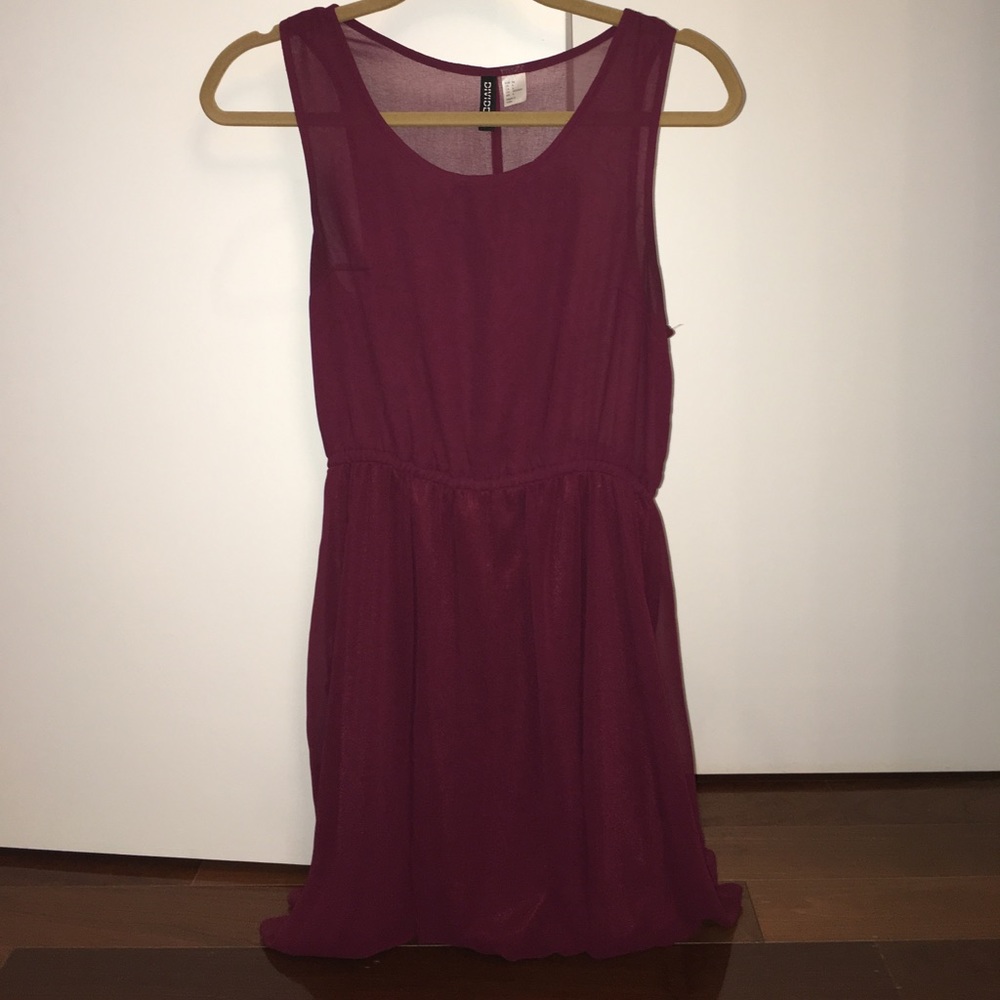 Maroon dress with sheer top