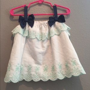 White & Mint Floral Top