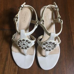 Coach Sandals - white with silver detail