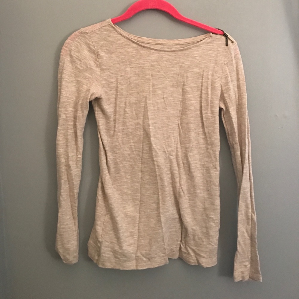 LOFT beige long sleeve with zipper detail