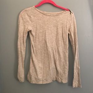 LOFT beige long sleeve with zipper detail
