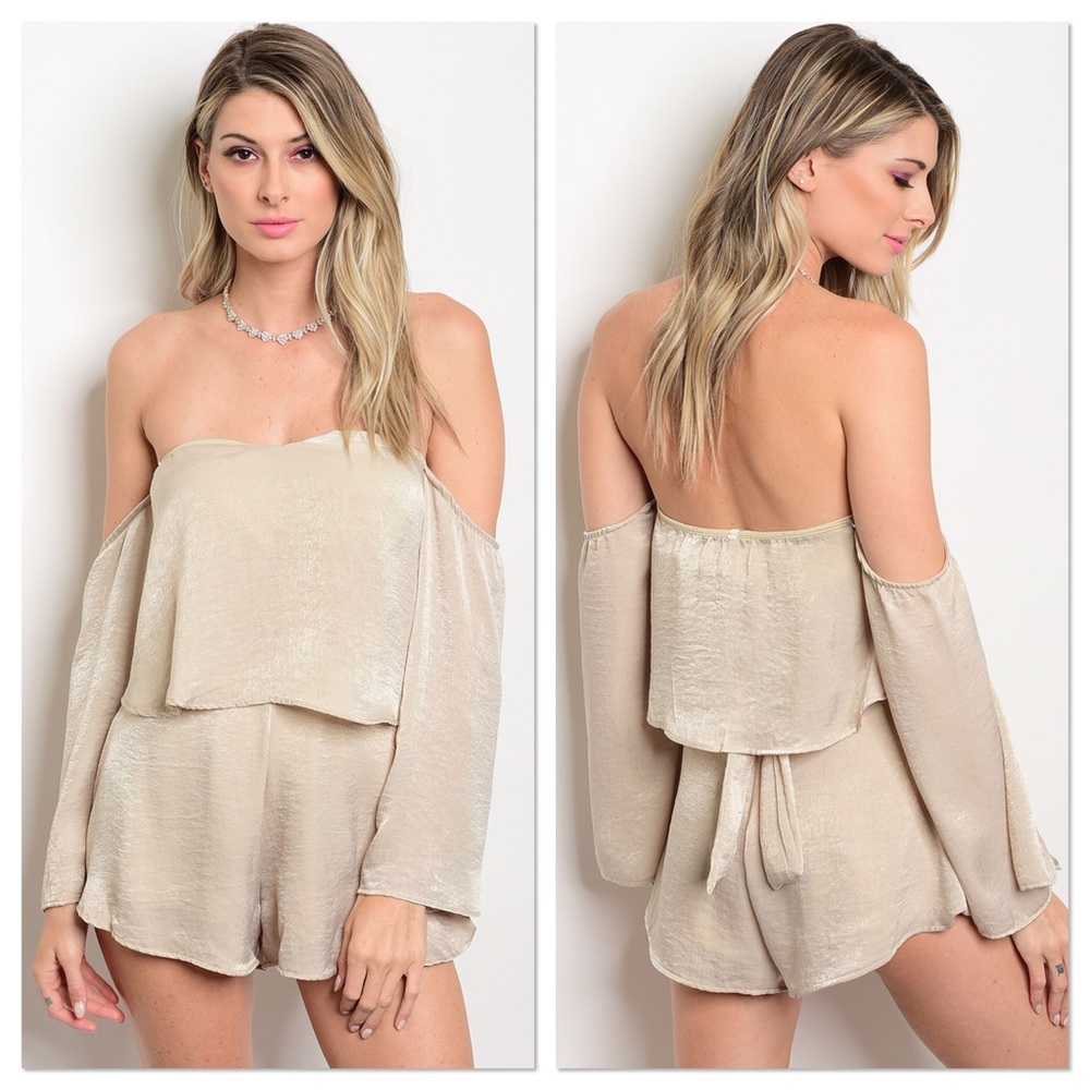 SALE! Off Shoulder Silk Top and Shorts Set - Picture 1 of 3