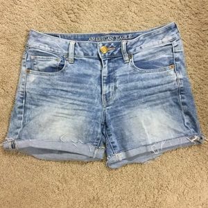 Distressed light denim American Eagle shorts